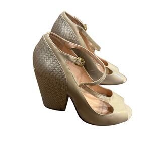 Luiza Barcelos Boots Womens US Size 7 - 7B Peep Toe Block Heel Tan